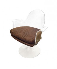 Lucite flange arm side / desk chair with upholstered seat