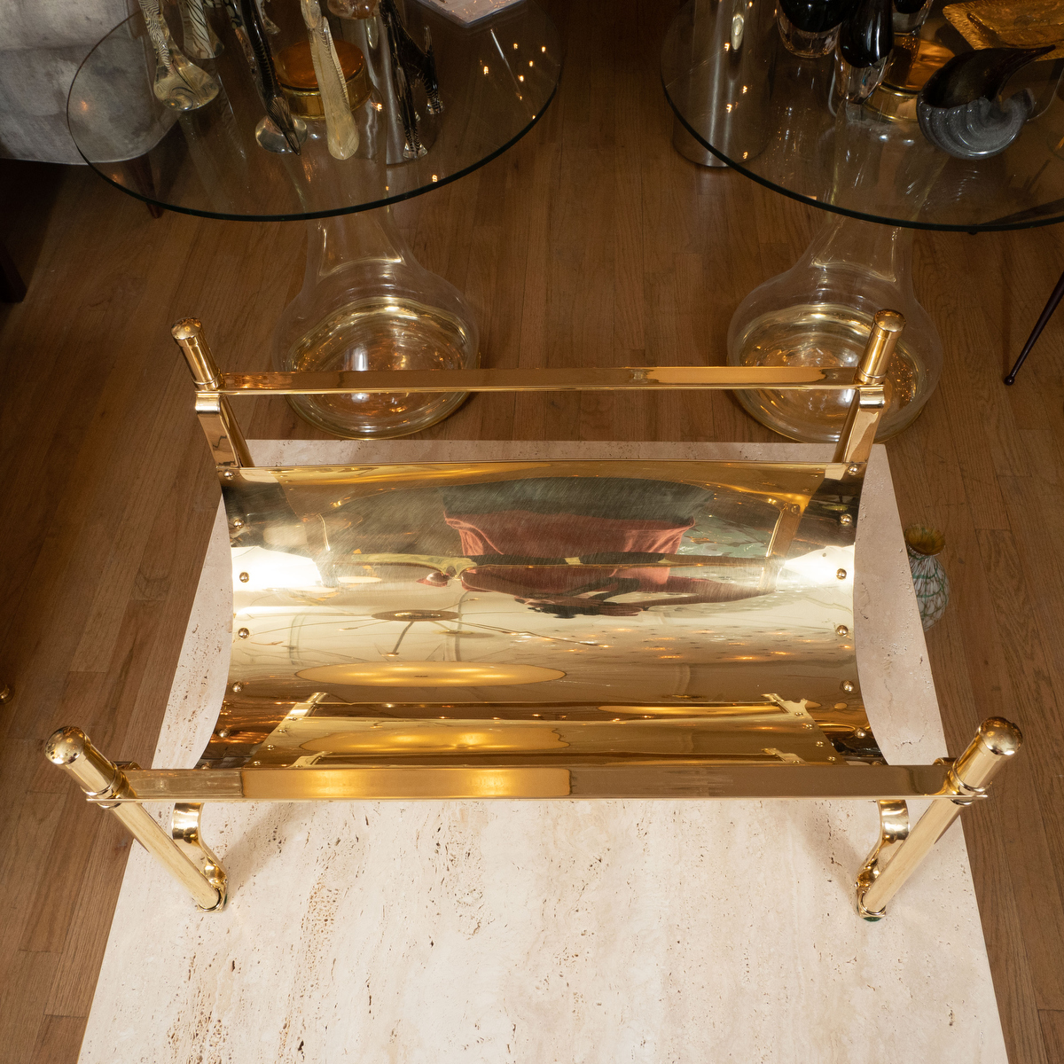 Brass curved magazine rack | Magazine Racks | John Salibello