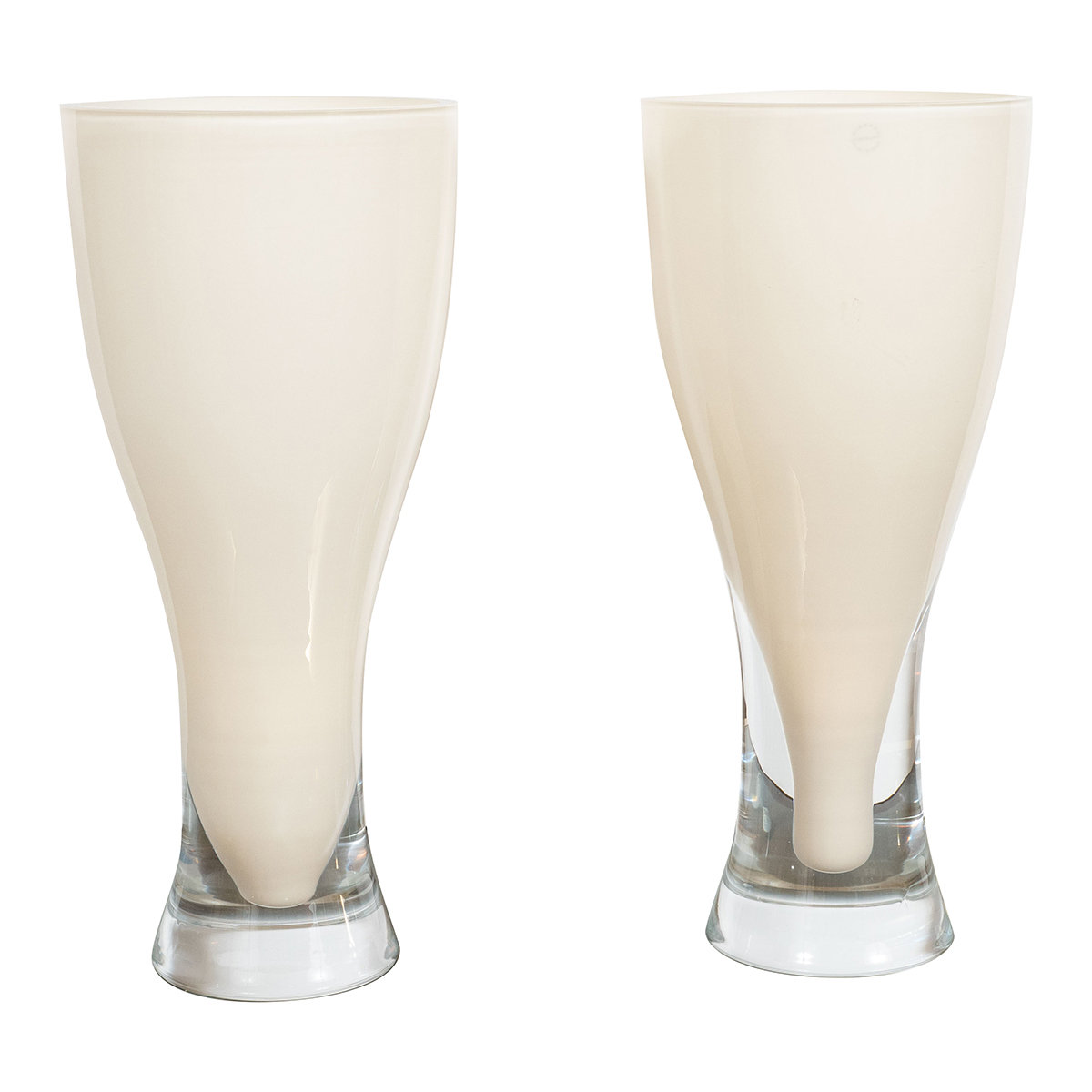 Pair of clear and ivory glass vases | Vases | John Salibello