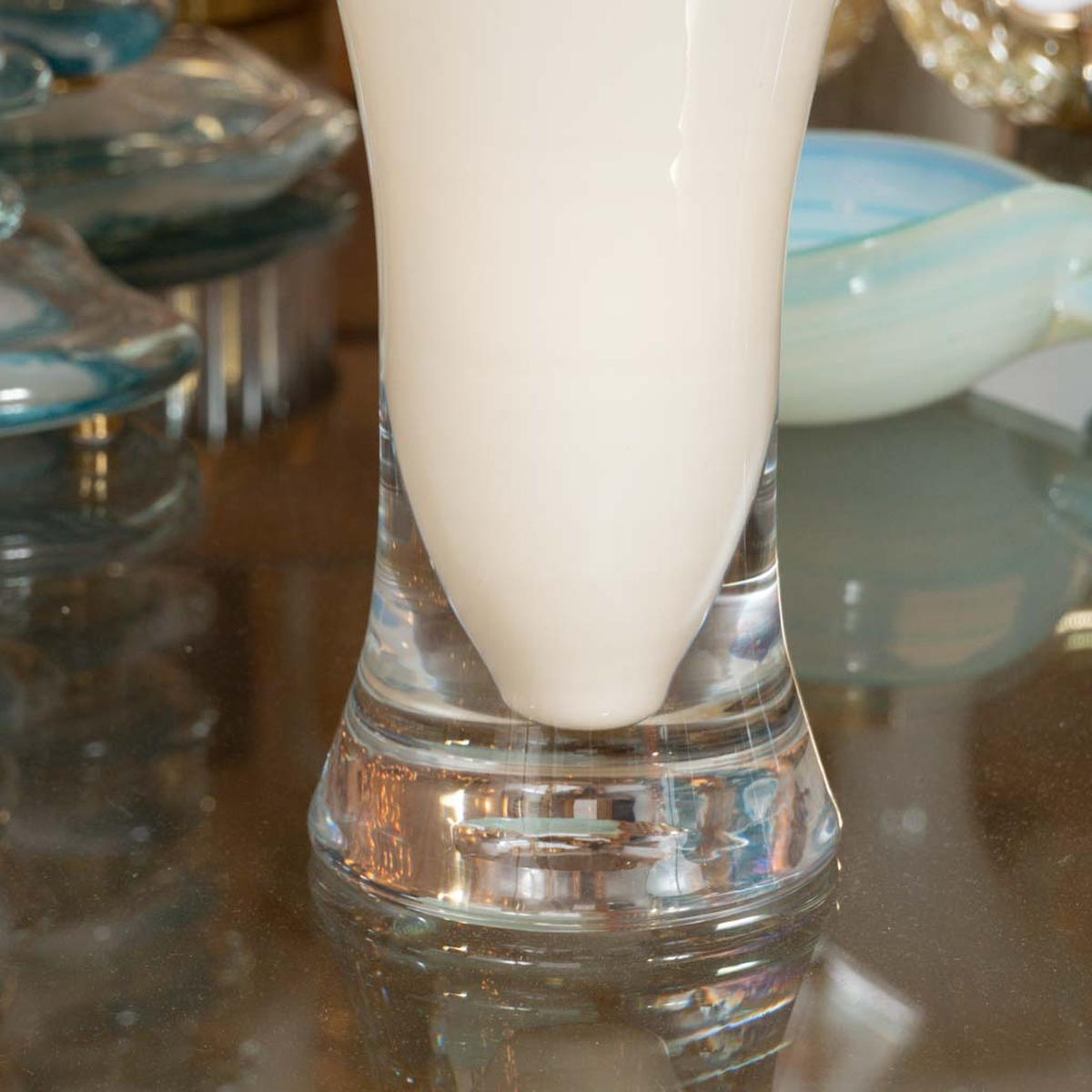 Pair of clear and ivory glass vases | Vases | John Salibello