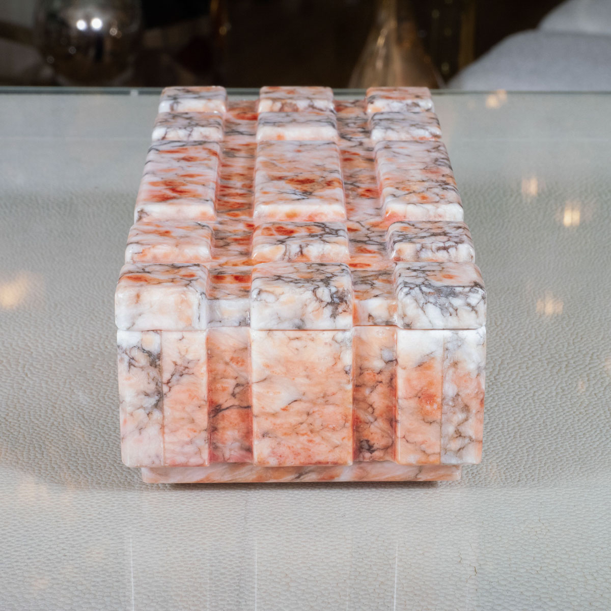 Rectangular orange alabaster box | Boxes | John Salibello