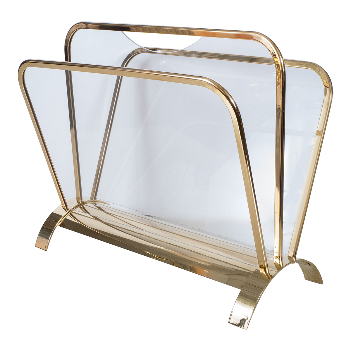 Polished brass magazine rack | Magazine Racks | John Salibello