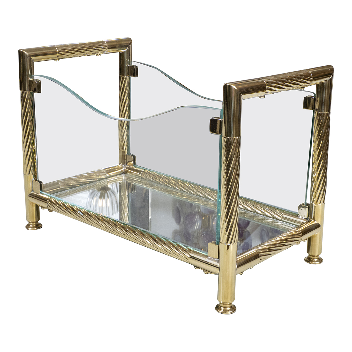 Petite brass and glass magazine rack | Magazine Racks | John Salibello