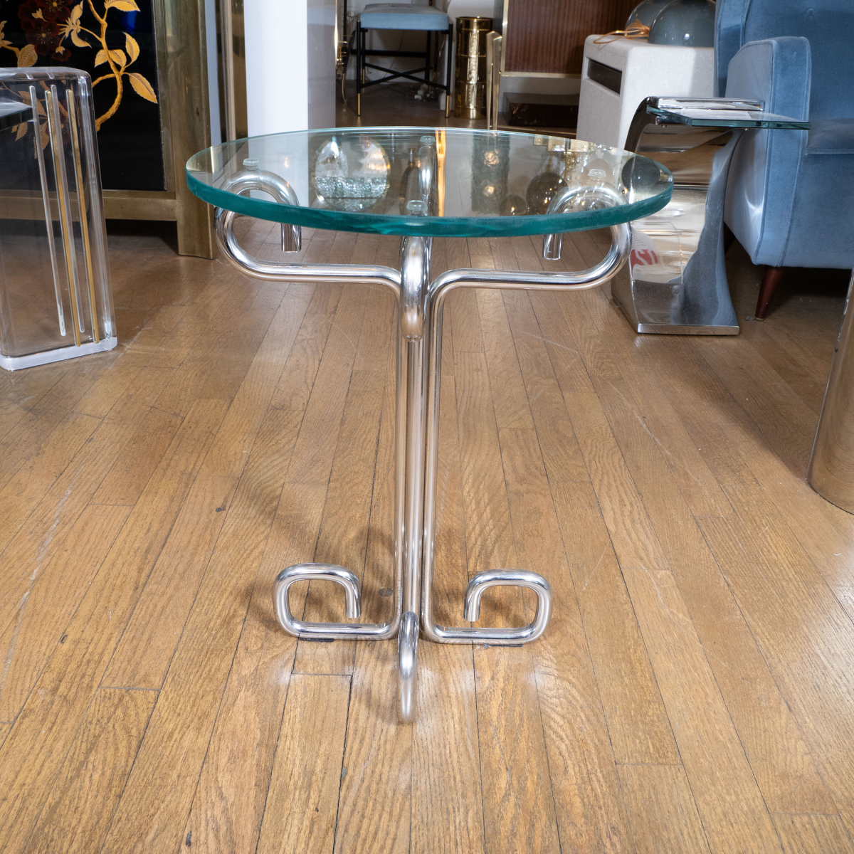 Petite polished nickel side table | Side & End Tables | John Salibello