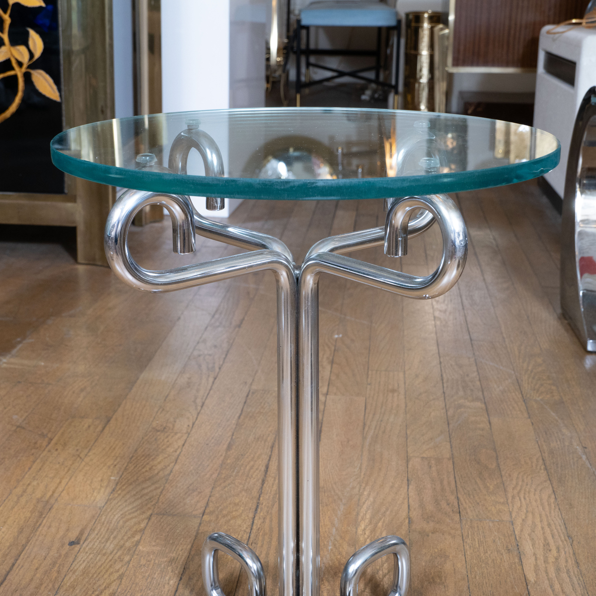 Petite polished nickel side table | Side & End Tables | John Salibello