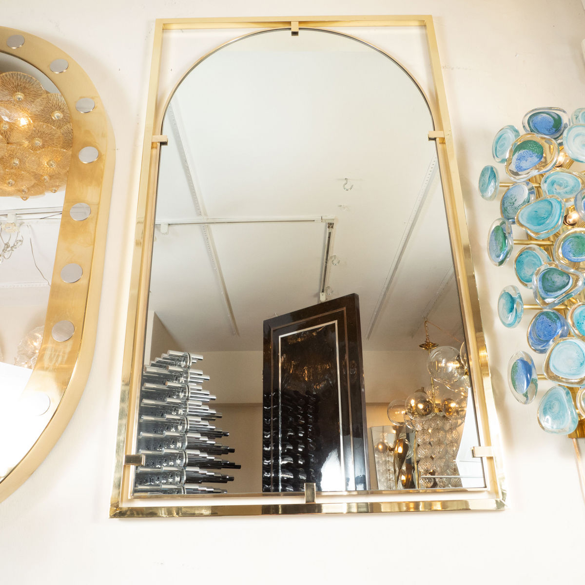 List. Mirror Rectangular brass surround mirror with clip details | Wall | John Salibello