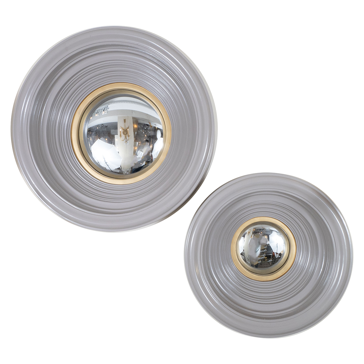List. Mirror Grey lacquered wood convex mirror | Wall | John Salibello