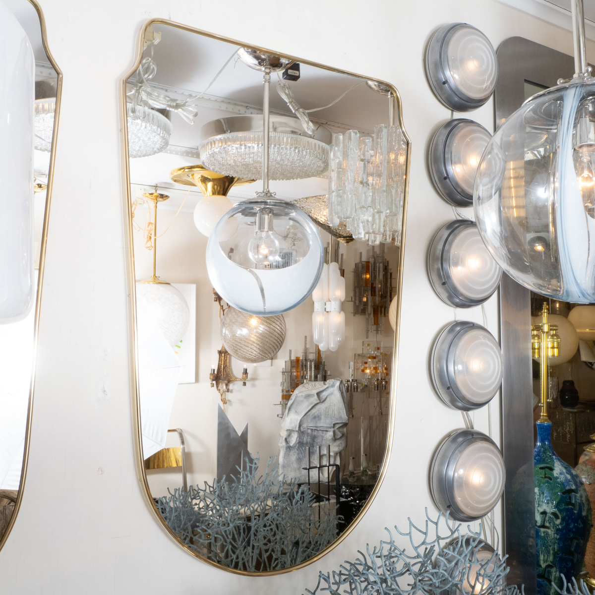 Brass surround shield form mirror | Wall | John Salibello