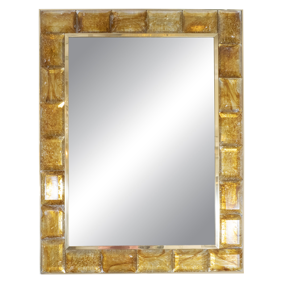 List. Mirror Rectangular amber Murano glass surround mirror | Wall | John Salibello