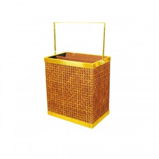 Brass and rattan magazine rack