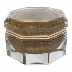 Large octagonal faceted Murano glass box