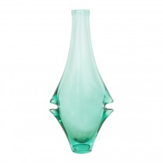 Petite aquamarine glass amphora shaped vase