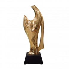 Brass abstract sculpture with black base