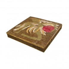 Handmade brass box with inlaid stone mosaic design 
