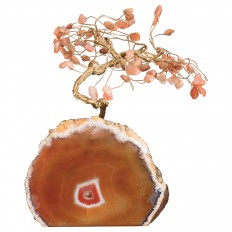 Petite tree sculpture with pink stone blossoms