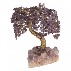 Petite pink stone and amethyst geode tree sculpture