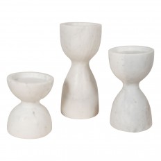 Set of three modern marble candlesticks