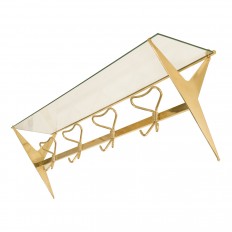 Wall mounted brass four hook coat rack