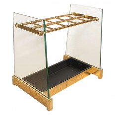 Glass and brass rectilinear umbrella stand