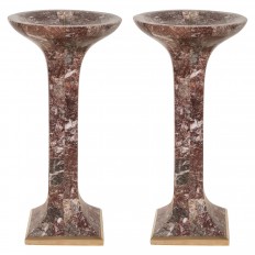 Pair of stone veneer candlesticks