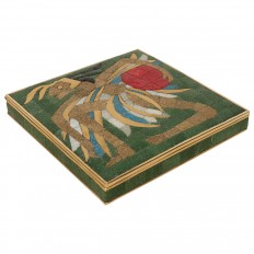 Brass box with inlaid stone mosaic design 