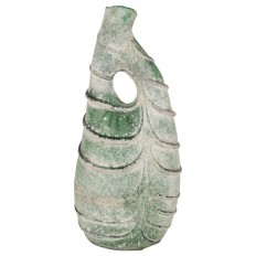 Tall green scavo glass vase 