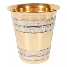 Brass wine cooler with inlaid abalone detail