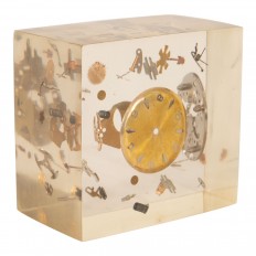 Lucite objet with encased watch parts