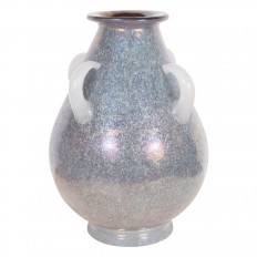 Purple and white opaline scavo glass vase 