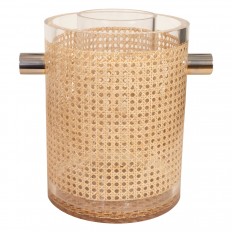 Rattan, Lucite and nickel wine cooler