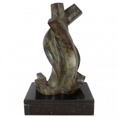 Abstract patinated bronze sculpture