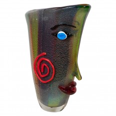 Colorful glass face vase 