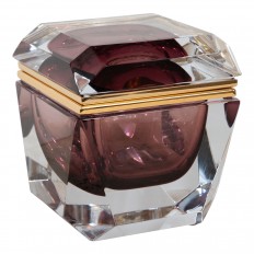 Small faceted square Murano glass box