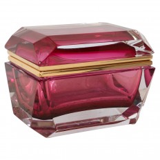 Small faceted rectangular clear Murano glass box
