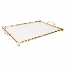 Brass and glass faux bamboo tray