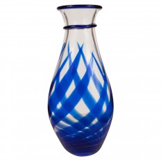 Murano glass vase with feathery blue design