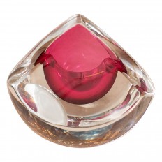 Petite faceted rose sommerso glass bowl