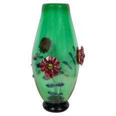 Iridescent green Murano glass vase