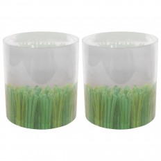 Trio of cylindrical Lucite sculptures