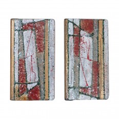 Pair of rectilinear enameled metal door handles