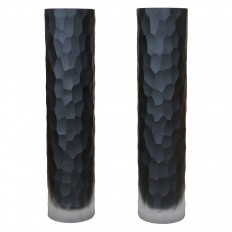 Tall black battuto style glass vase