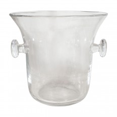 Large clear glass handled vase