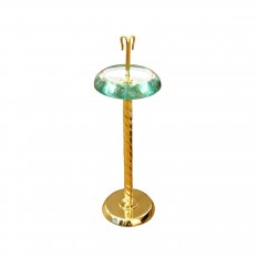 Brass and glass standing ashtray with fluted base