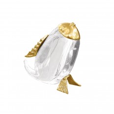 Glass and brass fish sculpture