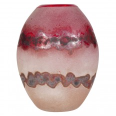 Red patterned scavo glass vase 