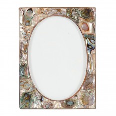 Rectangular picture frame with inlaid Abalone oval surround