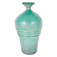 Tall green scavo glass vase