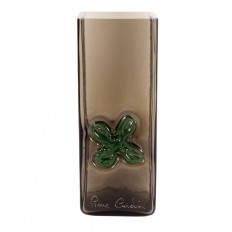 Set of four aubergine glass vases