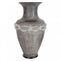 Urn form black scavo glass vase