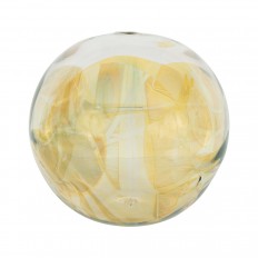 Pale green and yellow spherical sculpture